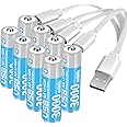 messule 8 Pack Rechargeable AA Lithium Batteries 1.5V 3000mWh USB Double A Size Li-ion Battery with 4 in 1 USB-C Charging Cable,2H Fast Charging,AA Batteries for Blink Camera,Xbox,Toys
