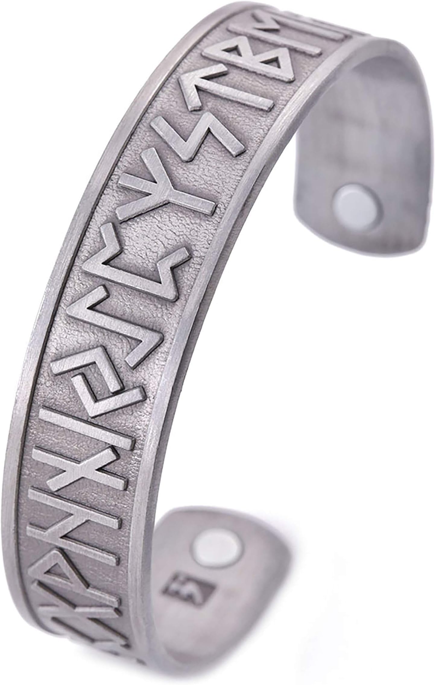 Vintage Norse Viking Runes Cuff Healthcare Magnetic Therapy Bracelet Gift Jewelry for Men Women (Antique Silver)