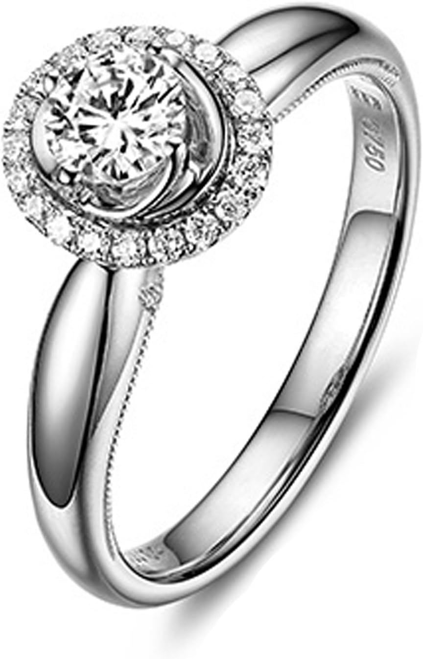 Daesar 18K White Gold 1ct Diamond Engagement Rings Women Promise Wedding Ring Band, D-E, VS
