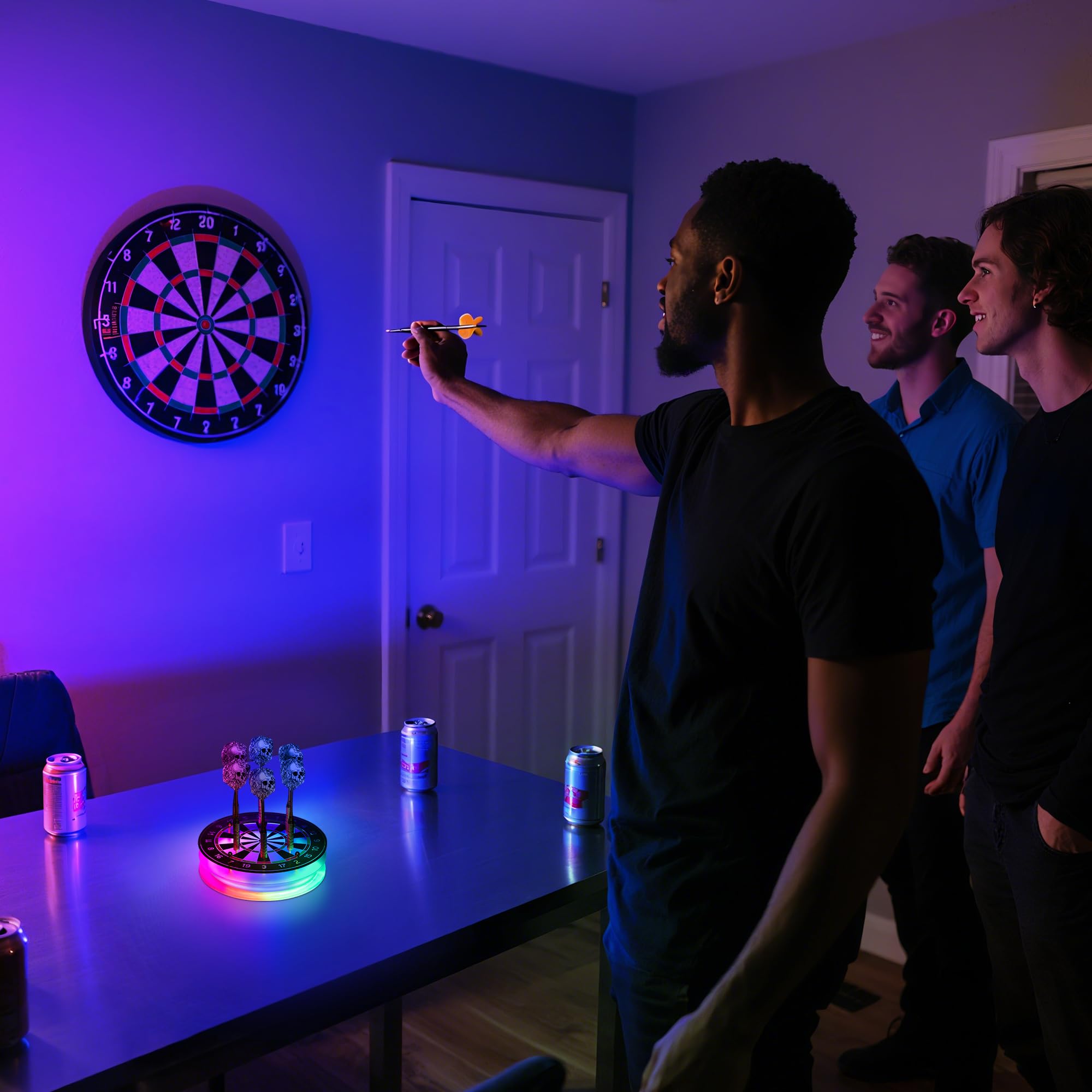 CoolGift Mart Leuchtender Dart-Halter, Acryl Dart Stand mit mehreren Farbmodi und Helligkeit Einstellung Funktion mit Fernbedienung, Geburtstag Weihnachten Geschenke für Männer oder Darts-Enthusiasten 6