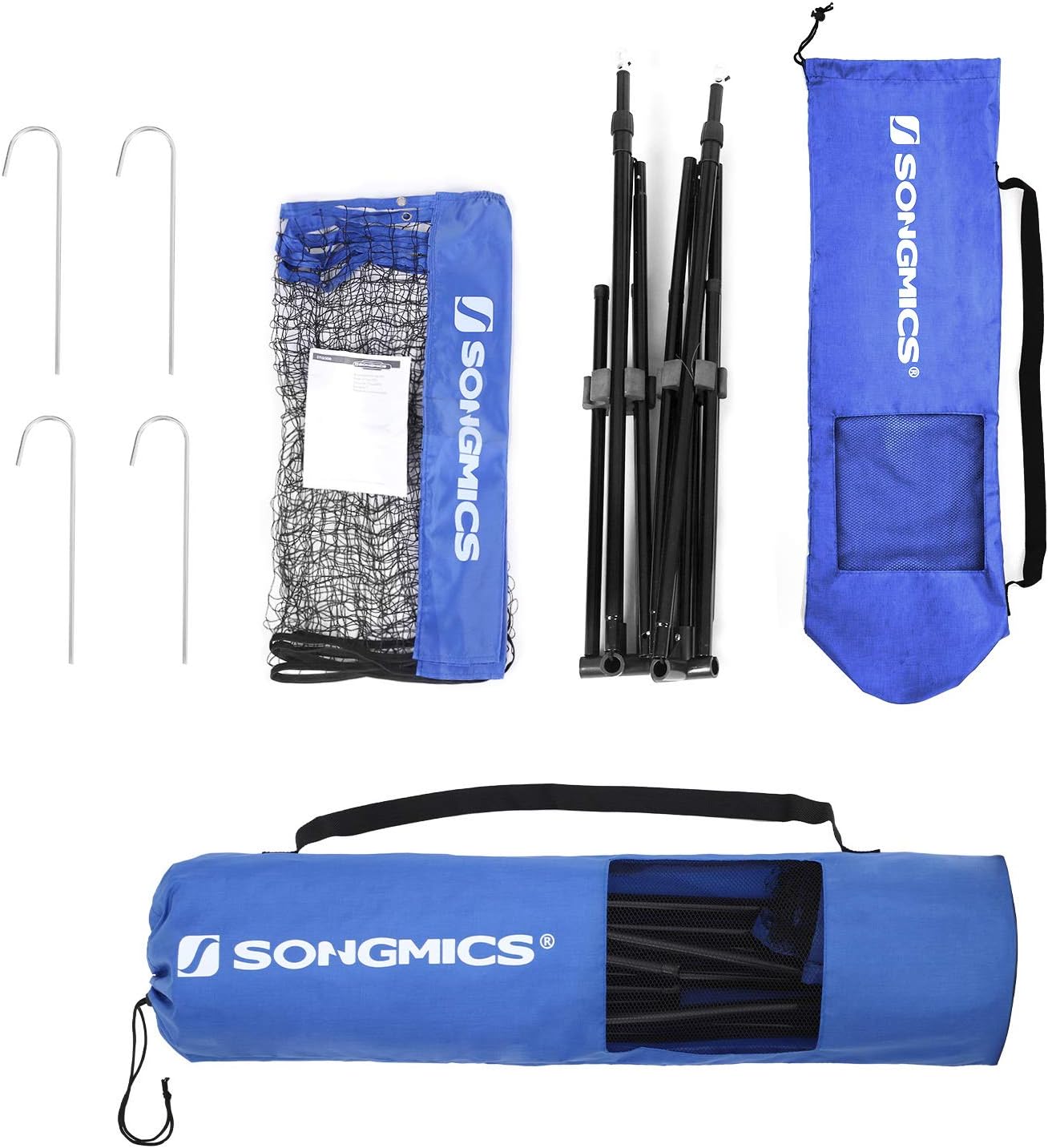 SONGMICS Badminton Net Set, Portable Sports Set for Badminton, Tennis, Kids Volleyball, Pickleball, Easy Setup, Nylon Net with Poles for Indoor Outdoor Court : Sports & Outdoors