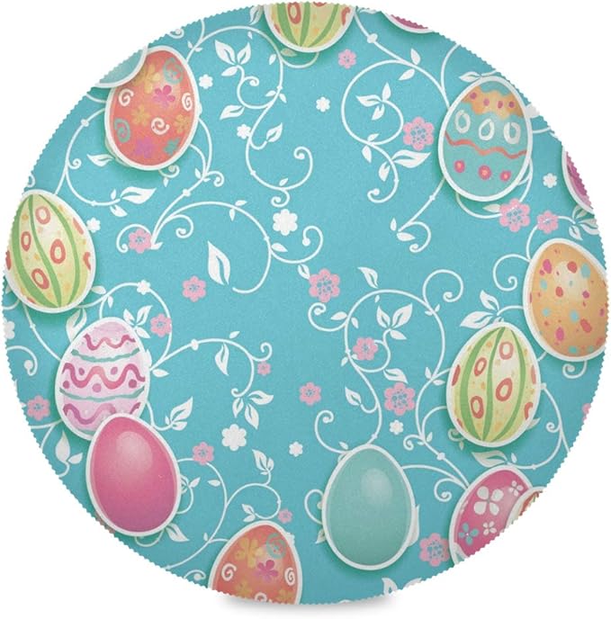 WELLDAY 15.4'' Round Placemat Easter Egg Floral Washable