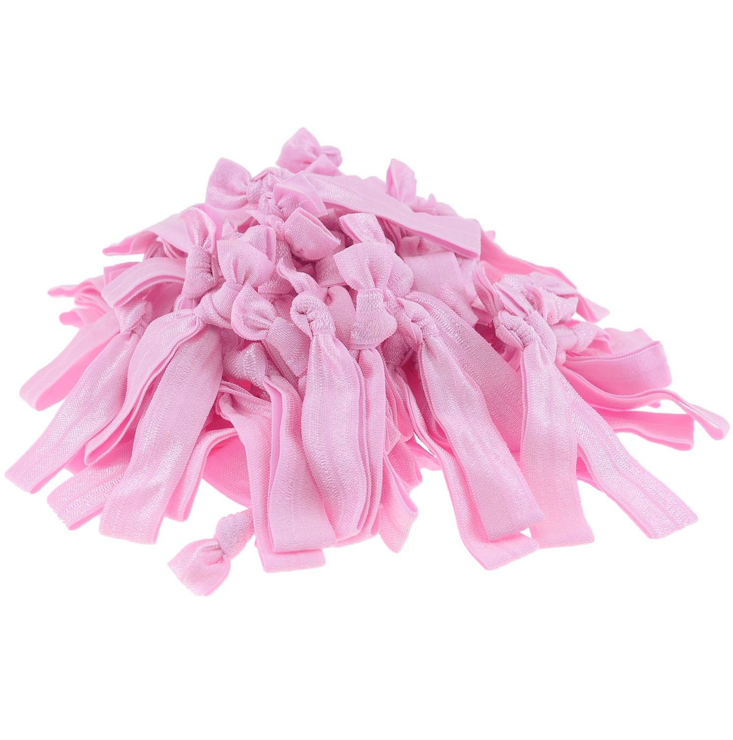 100 Pieces Assorted Color Ribbon Hair Ties No Crease Hair ties for Women Girl's Ponytail Holder Hair Accessories (Pink)