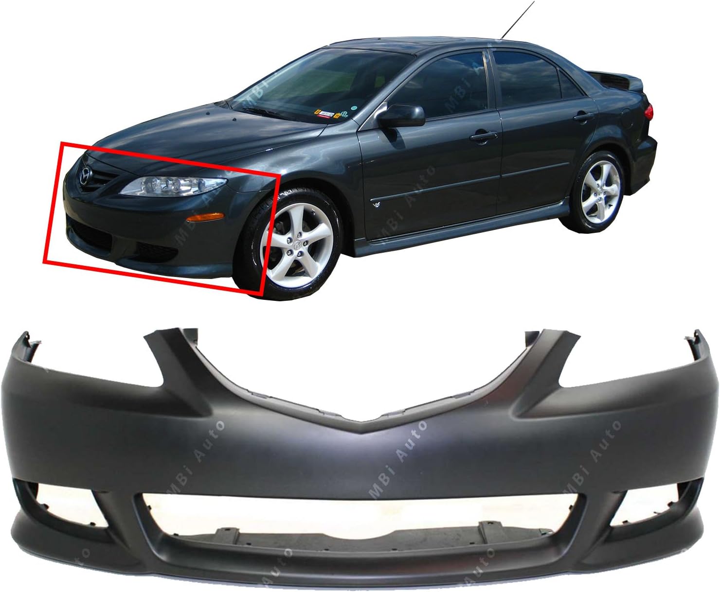 Amazon Com Mbi Auto Primered Front Bumper Cover Fascia For 2003 2004 2005 Mazda 6 Sport 03 04 05 Ma1000186 Automotive
