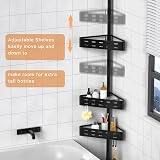 KEGII Telescopic Shower Caddy Corner Black Shower Shelf Bathroom Storage view 2