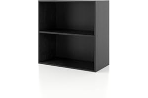 Homes: Inside + Out Apexa 2-Tier Cube Storage Organizer Shelves, Stackable Wood Bookcase Fits Cubby Bins for Organization, Dorm Teen Room Decor & Home Office, Black