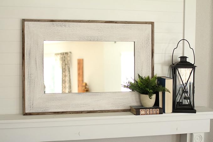 Amazon Com Mybarnwoodframes Glacier Wood White Mirror With