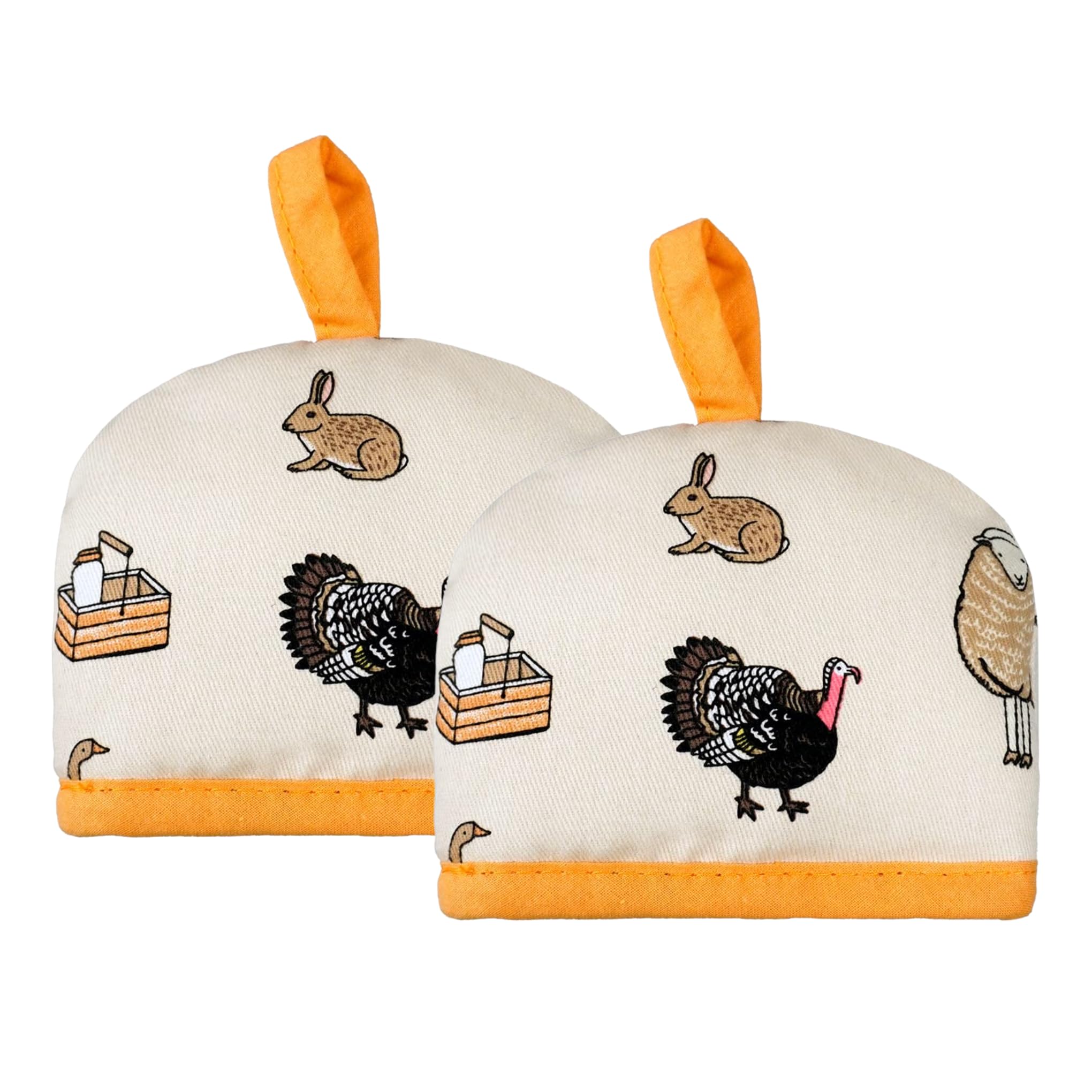 SiXsigma Sports Egg Cosy Farmer Kitchen Egg Warmer (Set of 2) - Premium Cottom Cosy Kitchen Decoration for Breakfast Eggs Covers - Ideal Christmas Gifts for Women & Men (Animal Farm)