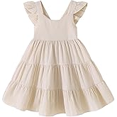 YOUNGER TREE Toddler Baby Girls Dress Summer Ruffle Sleeve Halter Casual Kids Beach Sundress