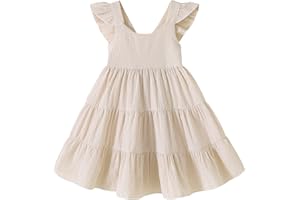 YOUNGER TREE Toddler Baby Girls Dress Summer Ruffle Sleeve Halter Casual Kids Beach Sundress