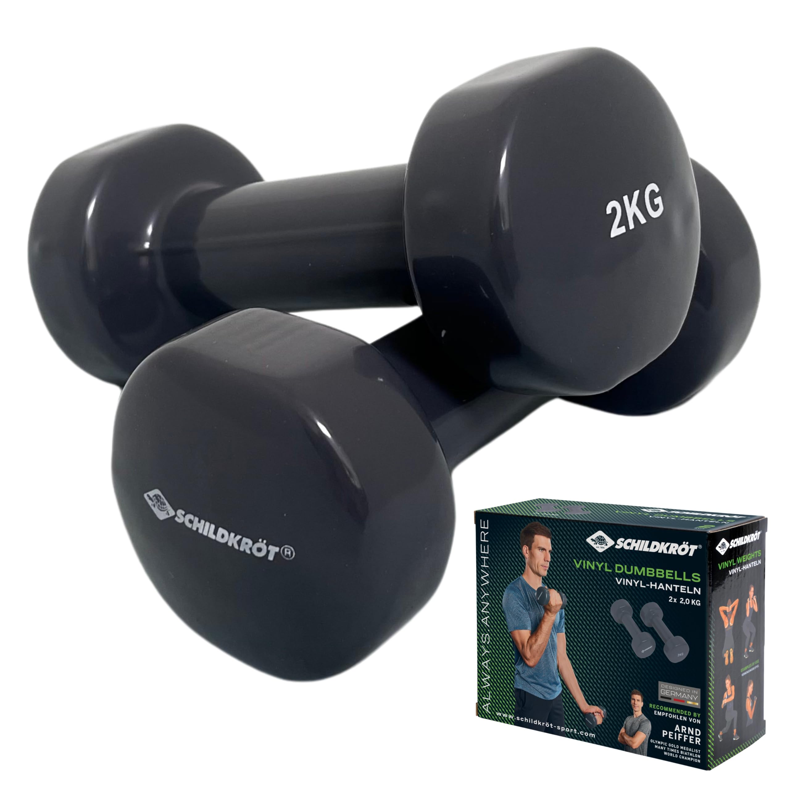 Schildkröt Set of 2 Vinyl Dumbbells 2.0 kg, Grey, 960206