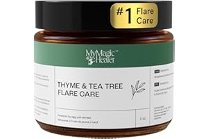 MYMAGICHEALER Thyme & Tea Tree Flare Care | Solution for Painful Pimples, Cystic Acne, Ingrowns, Folliculitis, Groin Cyst | Staph Flare Ups | Razor Bumps | Bartholin | Safe, All-Natural Flare-Up Solution with Egg Yolk Extract (2oz)