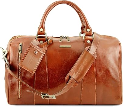 small leather duffle bag