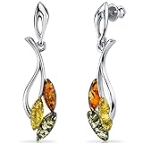 Peora Genuine Baltic Amber Leaf Dangle Earrings for