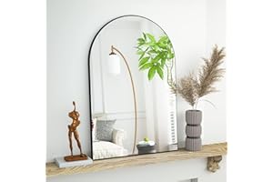 HARRITPURE 26" x 38" Arch Mirror Bathroom Wall Mounted Mirrors Black Vanity Mirror with Metal Frame for Bedroom Living Room Entryway