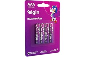 Pilha Recarregável Ni-Mh AAA-1000 mAh Blister com 4 Pilhas, Elgin, Baterias, 82171