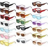 YQVIE 20 Pack Small Rectangle Sunglasses Bulk for Women Men Trendy Square Party Glasses
