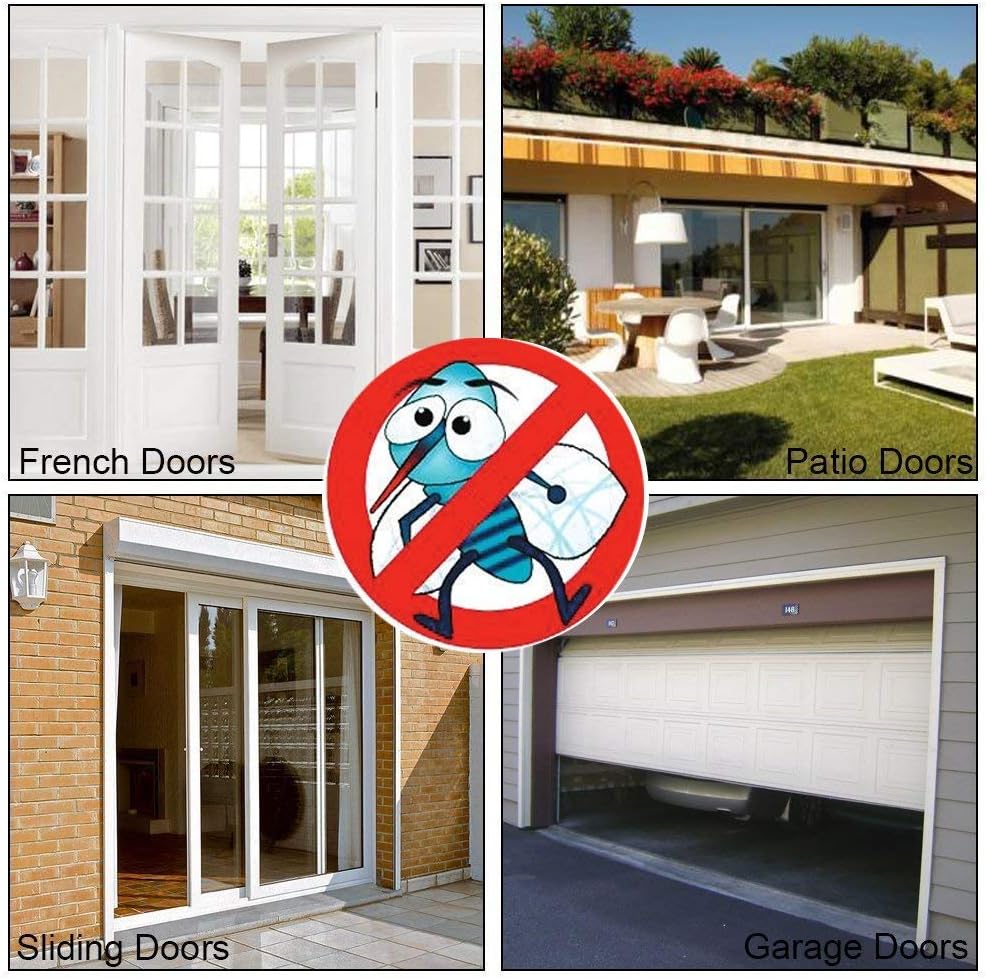 Magnetic Garage Door Screen for Double Garage Doors 16x7FT- Reinforced Fiberglass Door Screen, Stronger 2350g（5.2LB） High Energy Magnets ，Hands Free Magnetic Screen Door - - 
