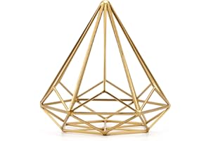HLQMFHT 6 inches-Bright Gold Iron Sphere-Diamond Shape, Geometric Sculpture Decorative Sphere,Tabletop Decorations for Living Room, Study，Bedroom，Modern Home Decor Accents