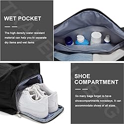 Large Gym Bag with Shoe Compartment, Workout Sport