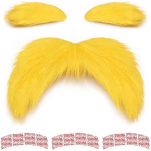 Yellow Mustache And Eyebrows，Funny Halloween Cosplay Costume Accessories