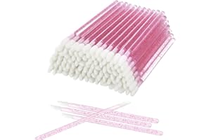 Elisel 100 Pcs Disposable Crystal Lip Brushes Make Up Lip Brushes Lipstick Lip Gloss Wands Eyeshadow Brushes Applicator Tool Makeup Beauty Tool Kits (Rose)