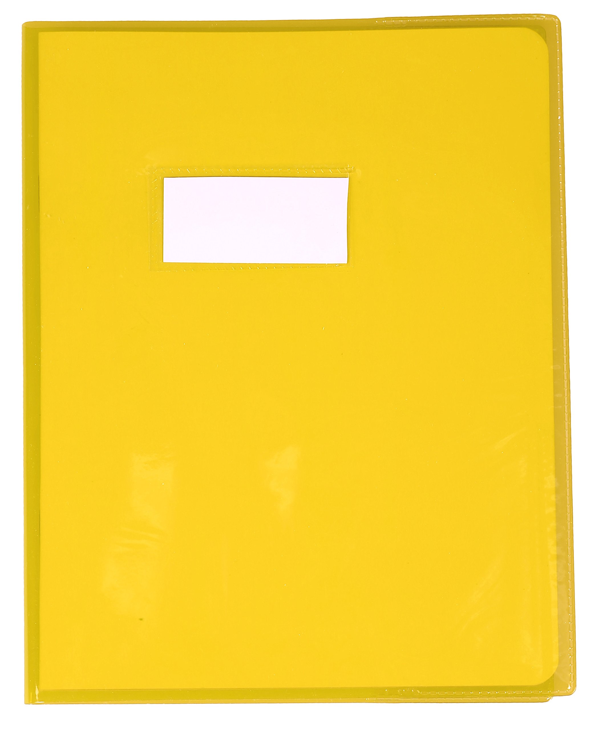 Calligraphe 73004C - A Yellow Cristalux Notebook Protector - Size: 17x22 cm - 22/100th with Label Holder - Smooth Transparent PVC - Manufactured in France