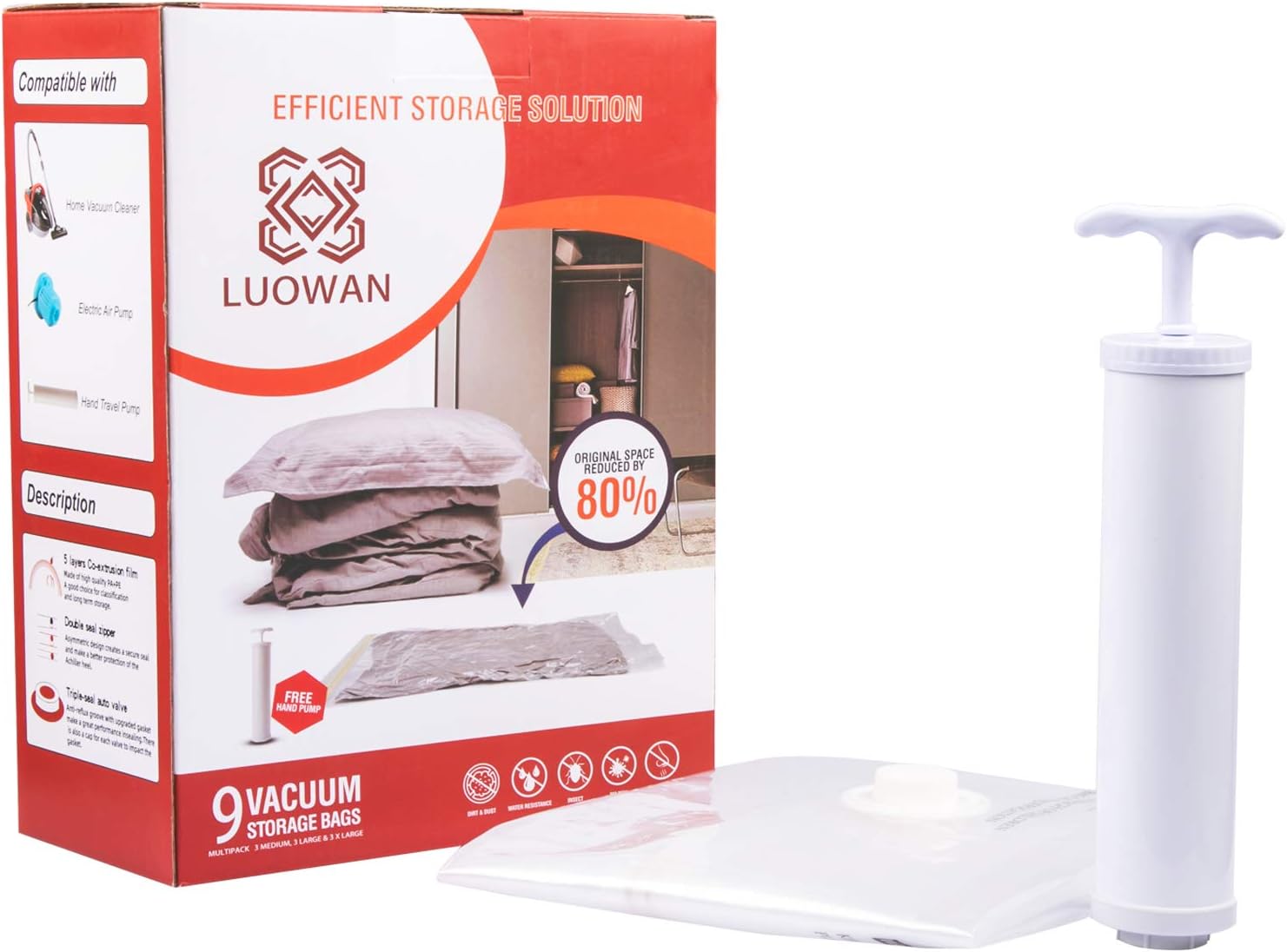 Vacuum Sealer Bags, 9 Pack (3 x Medium, 3 x Large, 3 x Jumbo), Vacuum