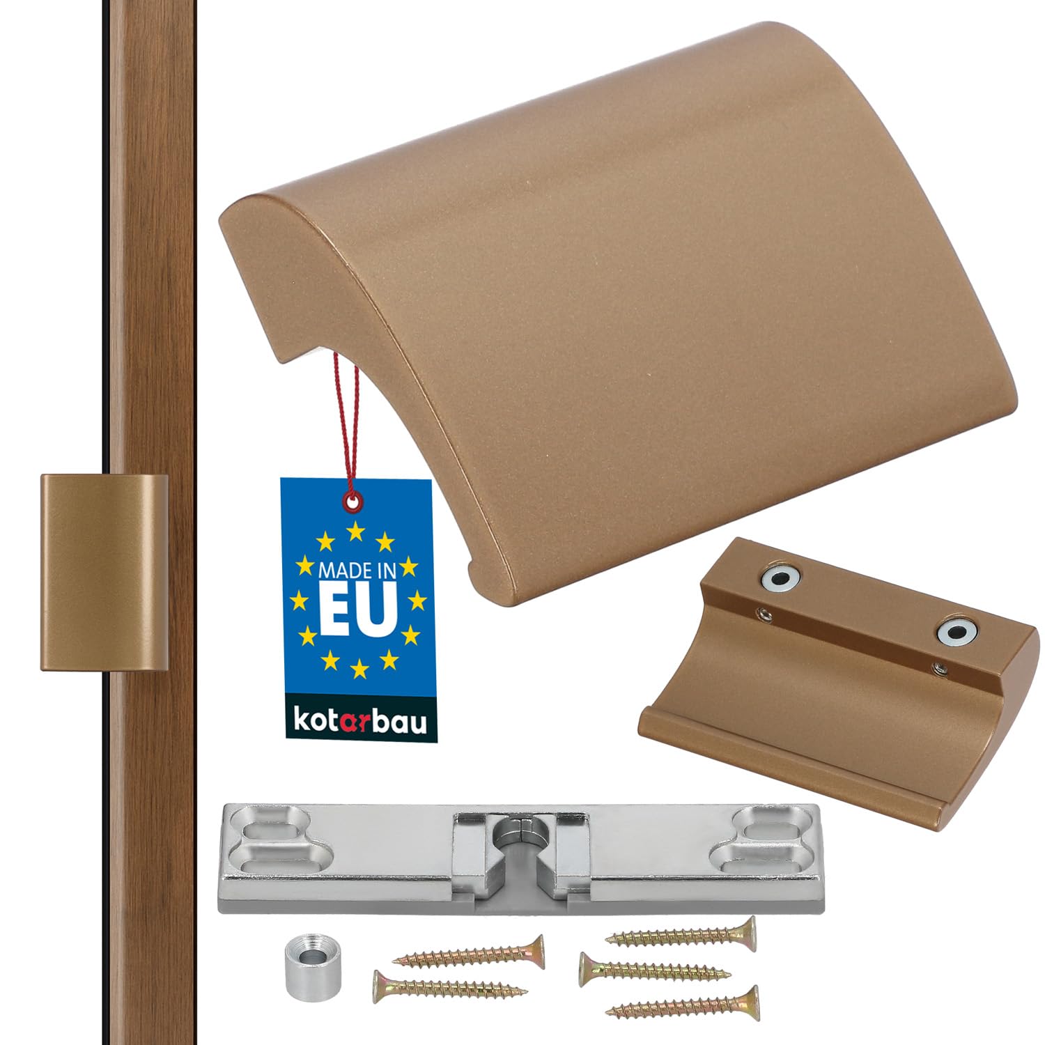 KOTARBAU Balcony Door Catch Balcony Door Handle Aluminium Bronze Patio Door Handle Balcony Handle Safe Smoker Door Look Close Handle Shell Universal Pull Handle (Bronze Anodised - F4)