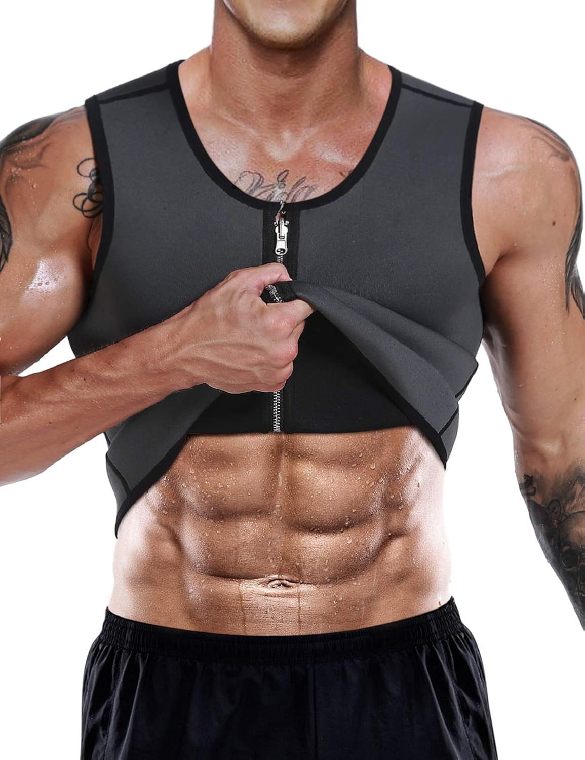 NonEcho Men Sauna Sweat Vest Weight Loss Waist Trainer Vest Neoprene Tank Top Shapewear Slimming Shirt Workout Suit: Clothing