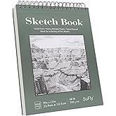 SuFly Sketch Book 9x12, Drawing Paper Pad-68lb/100gsm, Top Spiral Sketchbook Hardcover, 100 Sheets Sketch Pad for Kids Classroom Art Supplies for Adults-Sketchpad for Drawing, Illustration & Art Stuff