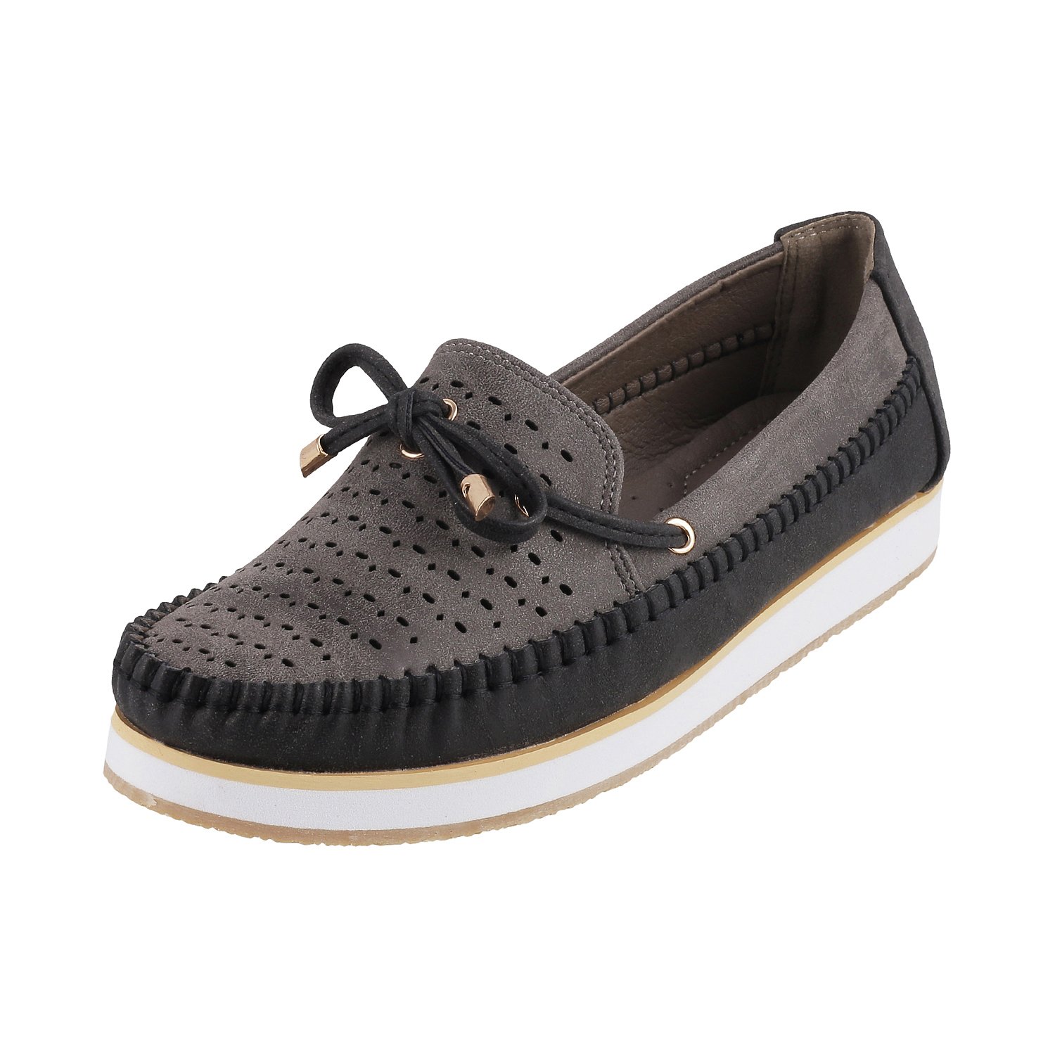 mochi women grey synthetic loafers ( 31-8174 )