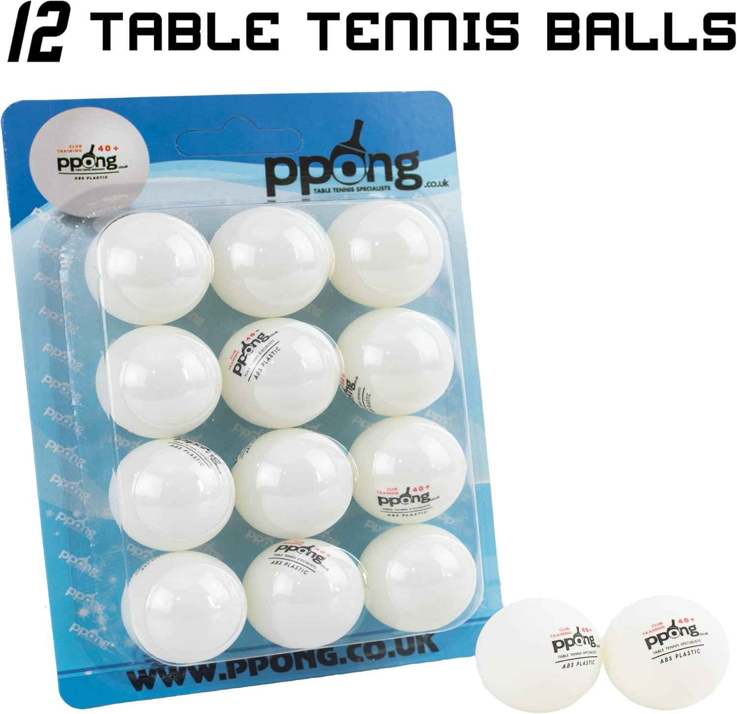 PPong Table Tennis Balls 12 Pack White High Performance Ping Pong Balls for Training and