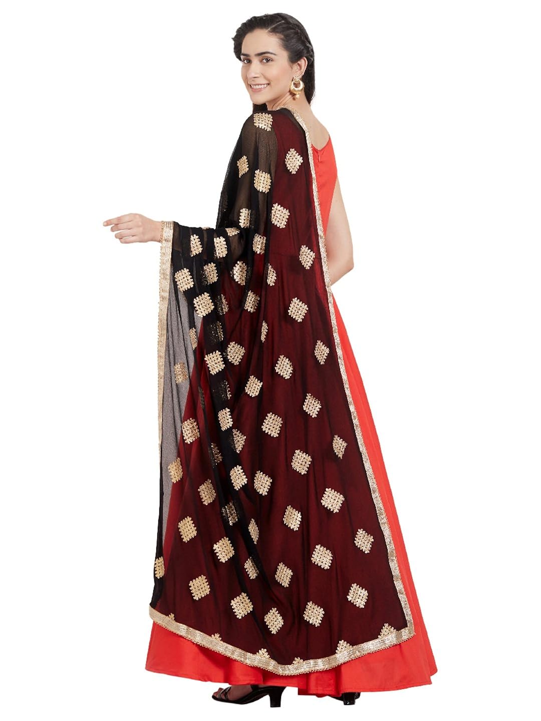 dupatta bazaar woman's gold embroidered chiffon dupatta