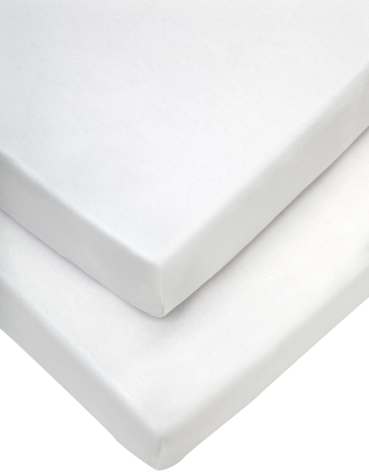 Mamas & Papas Classic Travel Cot Fitted Sheets (65 x 95 cm, White, Pack of 2), Nursery Bedding