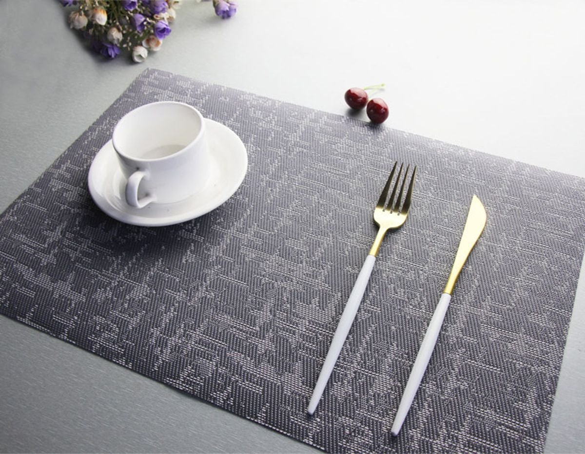 YO FUN Multicolored Pattern Dinner Table Place Mats PVC Table Mats Set