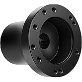 Dollate Golf Cart Steering Wheel Adapter for Club Car DS Model, Golf Cart Steering Wheel Adapter Electrophoresis Aluminum Steering Wheel Adapter Fit for 5/6 Hole Golf Cart Steering Wheels (Black)