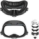 AMVR FC3 Upgraded Facial Interface Compatible with Meta Quest 3 Accessories | VR Pressure‑Relief Face Pad with Replacement PU＆Ice Silk Cushions, Knob Adjustable FOV, Glasses-Friendly (NOT for Quest 3S)