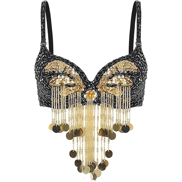 Amazon.com: Linjinx Womens Belly Dance Top Tassel Glitter