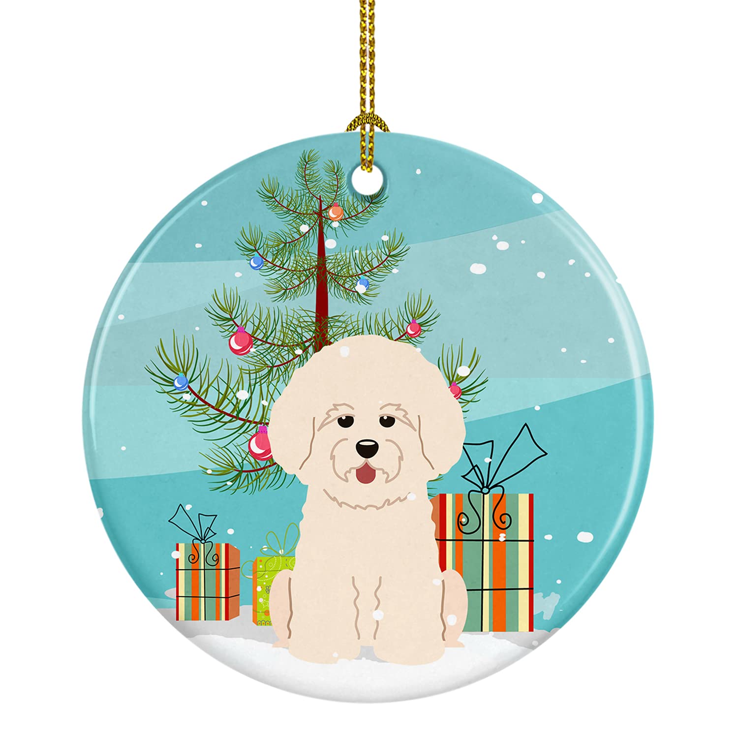 Caroline's Treasures Merry Christmas Tree Bichon Frise Ceramic Ornament