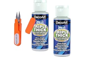 WESTLAKE ART Bundle of Thread Cutter & Embroidery Scissor - 11c, and Triple Thick Brilliant Brush-On Gloss Glaze 2oz, Pack of 2