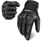 INBIKE Men's Premium Leather Motorcycle Gloves, Hard Knuckle Shell Protection, Breathable Mesh, Leather Gel Palm, Touchscreen Motorbike Riding Gloves for ATV BMX MTB