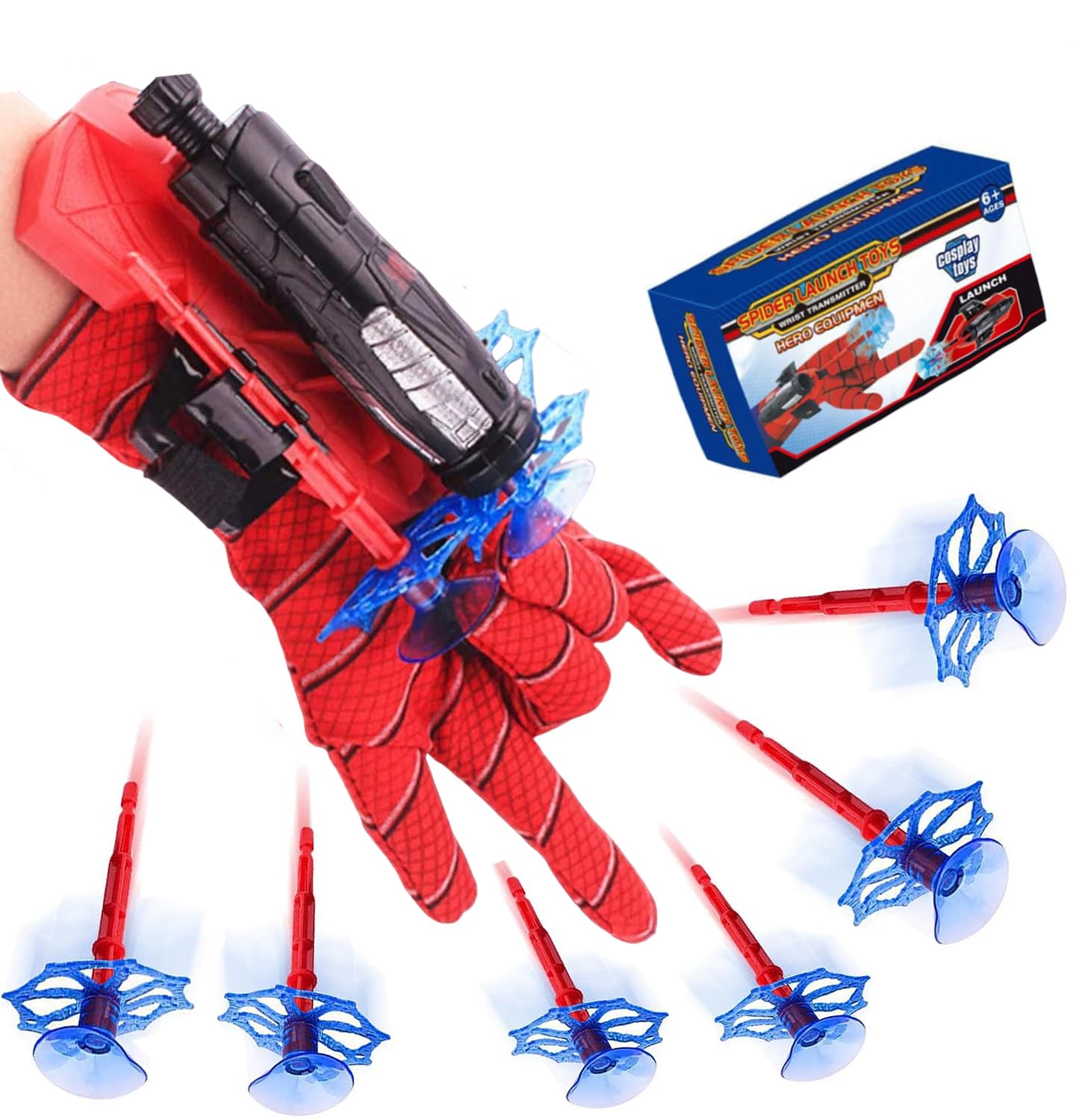 Aofentop Spider Shooter Boys Girls Toy - Web Shooters for Kids Super Hero Toys with Spider Gloves Launcher Wrist Toys Sucking Disc Bullets for Boy Girl Age 3-14 Birthday Gifts With Gift Box Package