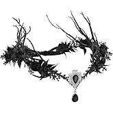 MOSTORY Gothic Flower Elf Crown - Branch Antler Floral Circlet for Dark Fairy Accessories Women Renaissance Renfaire Cosplay
