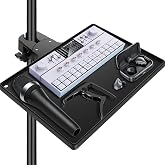 BILIONE Mic Stand Tray 10.6" x 7.8" Large with Crab Clamp for Mixers &amp; Gear | Sturdy ABS, Firm Grip, Easy ON/OFF, 5.5 lbs Capacity, Clamps on Microphone, Music, Drum Stands &amp; Tripod, for Studio, Podcast