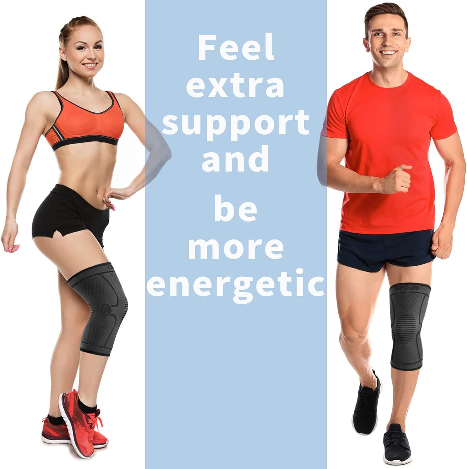 CAMBIVO 2 Pack Knee Brace, Knee Compression Sleeve Support for Men and Women, Running, Workout, Gym, Hiking, Sports: Sports & Outdoors