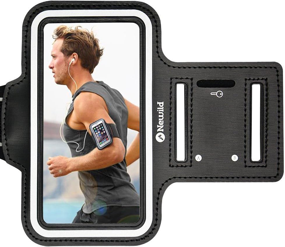 Armband For iPhone 8/7/6/6S, Newild Water Resistant Sports with Key and Card Holder for iPhone 5/5C/5S, Galaxy S3/S4(4.7-5.1 Inch), Durable Adjustable ,Reflective Stripes Safety During Night Running
