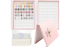YINGJEE Professional 216 Nail Colors Chart, Nail Gel Polish Organizer Display Card Book, Nail Art Salon Nail Swatch Stick Card board Painting Practice Book