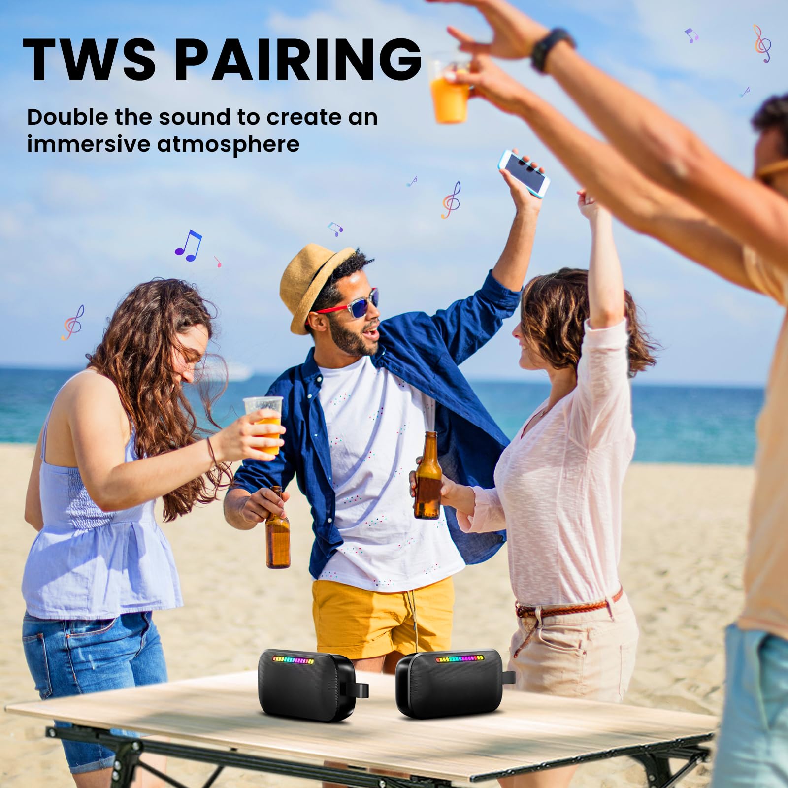 Youngwolge Portable Bluetooth Speaker,IPX7 Waterproof Speakers Bluetooth Wireless,20W Portable Speaker with 24Hours Playtime, for Travel,Home,Pool,Outdoor Portable Bluetooth Speakers-LFS (Black)