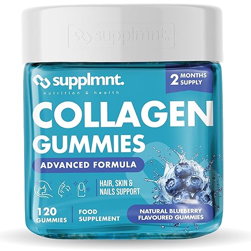 Marine Collagen Gummies, Hydrolysed Collagen Peptides w/Biotin, Hyaluronic Acid & Vitamin C, Collagen Supplements for Women & Men, Collagen for Skin, Hair & Nails (One Size, Blueberry)